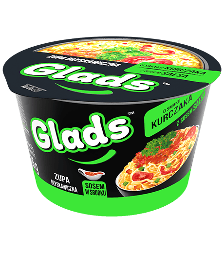 Zupa błyskawiczna Glads o smaku kurczaka z sosem «Salsa» Zupa błyskawiczna Glads o smaku kurczaka z sosem «Salsa»